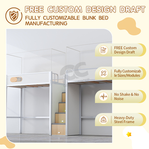 <span class=keywords><strong>Lit</strong></span> superposé ergonomique <span class=keywords><strong>avec</strong></span> <span class=keywords><strong>bureau</strong></span> et escalier, optimisé pour l'espace, pratique, pour dortoir d'école secondaire - Product Image 3