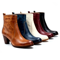 Nouvelles Bottines Décontractées Quotidiennes à Bout Rond pour Femme, Chaussures d'Hiver Noires Confortables à Talon Carré Épais