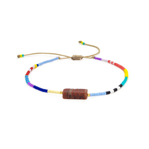 สร้อยข้อมือทอลูกปัดสีทับทิมสีขาวเทอร์ควอยส์สำหรับผู้หญิง Uionen 2263 - Product Image 3