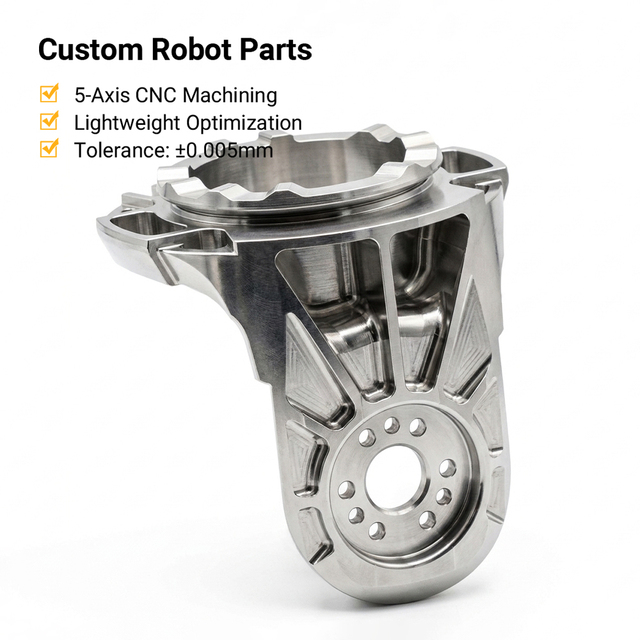 Custom 5 Axis CNC Machining High Precision Aluminum Alloy Humanoid Robot Joint Parts Actuator Bracket with Wire EDM for Robotics