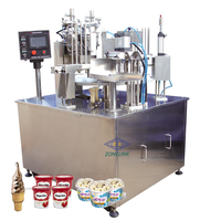 ZONELINK Rotatif Gelato Crème Glacée Gelée Yaourt Jus Tasse Rotative Remplissage Machine De Scellage Machine De Remplissage De Tasse De Crème Glacée