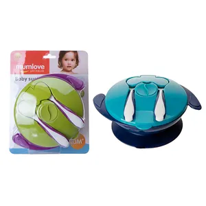 Mumlove Product newest design sweet baby suction bowl with child cutlery fork and spoon sets baby food warmer bowl