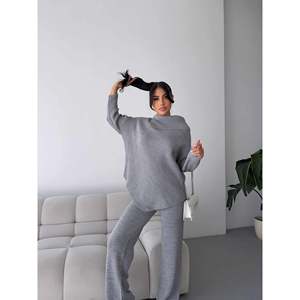 ชุดเสื้อถักคอปกตัวอักษร 1555 -สีเทา - Product Image 5