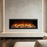 Cheminée électrique encastrable de 18 pouces avec chauffage, flamme LED 3D réglable, support mural français, contrôle par application Wi-Fi