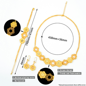 High Quality Flower Design Jewelry <b>Set</b> Elegant 21k Gold Plated Vintage Necklace <b>Bracelet</b> <b>Earrings</b> 3pcs <b>Set</b> for Wedding Party - Product Image 6