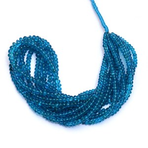 Perles rondes lisses AAA Neon Apatite 4mm-5mm | Brin de 16 pouces | Perles de pierres précieuses semi-précieuses en apatite bleue naturelle pour bijoux - Product Image 1