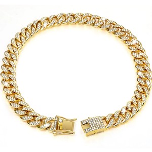 Easy-Pets Usine Fourniture Solide Bling Strass Diamant Alliage Métal Chien Collier Hip Hop Style Cubain Lien Collier Ruban - Product Image 4
