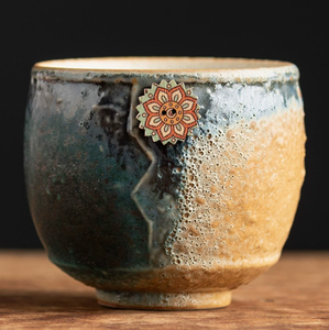 Taza de Cerámica Artesanal con Emblema de Girasol, Glaseado Retro Alterado en Horno, para Té Kung Fu, Matcha y Café - Product Image 5