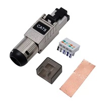 Conector Modular sin Herramientas FTP STP CAT6A CAT7 CAT8, Corriente Nominal de 10A, Magnético, Autoenrollable, Cobre Puro, 8P8C, 8 Pines, para Redes