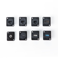 Connecteur de données USB 2.0 4P en laiton avec contact en alliage de zinc, adaptateur audio femelle 24 mm, montage sur panneau, protection contre la poussière et l'eau