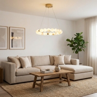 Lustre suspendu personnalisé en cuivre doré, style espagnol, en albâtre, avec LED multi-lignes, taille moyenne, garantie 3 ans, AC 85-265V