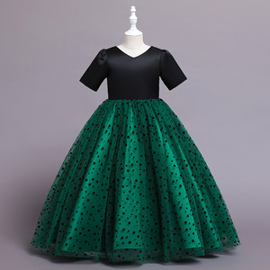 Vestido de princesa para niños, vestido de tul negro con cuello en V para niñas, fiesta de cumpleaños - Product Image 4