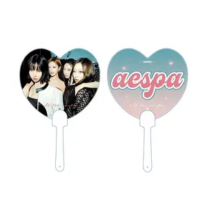 Kpop fan de mão personalizado para coleção Idol, bico circular de plástico transparente de tamanho grande com estampa dupla personalizada