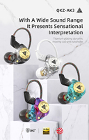 Écouteurs intra-auriculaires stéréo QKZ AK3 FiLe HiFi avec suppression du bruit, basses profondes, filaires, pour le sport et le gaming, avec microphone