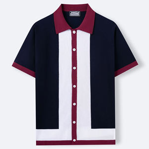 Nuova Collezione di <span class=keywords><strong>Polo</strong></span> da Uomo a Maniche Corte 100% Cotone, a Righe con Blocchi di Colore, <span class=keywords><strong>Cardigan</strong></span> Business - Product Image 3