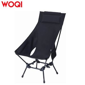 Silla plegable Woqi de aleación de aluminio con respaldo alto, negra, ajustable, para senderismo, viajes, pesca y uso en el jardín. - Product Image 1