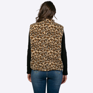 Gilet Sherpa réversible personnalisé pour <span class=keywords><strong>femme</strong></span> à imprimé léopard, veste <span class=keywords><strong>sans</strong></span> manches doublée à imprimé cheval western, fabricant - Product Image 6