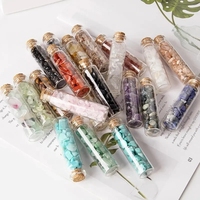 21 sortes de pierres précieuses écrasées, bouteille en verre de pierre, cristal de guérison naturel, Quartz, gravier, Mini bouteille en verre de souhait