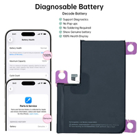 Batterie de diagnostic remplaçable pour iPhone 13 Pro Max, 12, 14 Plus, 15 Pro Max – 100 % de santé, sans message d'erreur, prise en charge du diagnostic et de la réparation