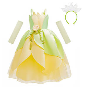 BAIGE Dropshipping TV y película de una pieza verde elfo <span class=keywords><strong>princesa</strong></span> Tiana Fairy <span class=keywords><strong>Tinkerbell</strong></span> vestido de disfraz de actuación para niñas - Product Image 5