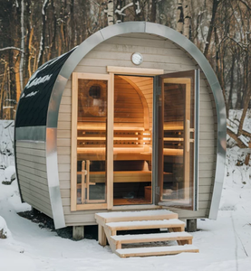 Cabine de bain de vapeur en bois massif pour sauna à baril extérieur moderne pour jardin, jardin, spa, chauffage électrique de type électrique - Product Image 5