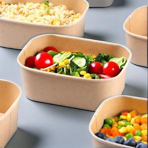 Bol à salade en papier Kraft jetable de haute qualité/récipient à Papee de forme carrée avec couvercle/bol à salade Poke avec couvercle - Product Image 5