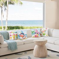 Taie d'oreiller géante d'été, 45 x 45 cm, motif maison de plage, crème glacée, jus de pastèque, noix de coco, décoration pour canapé et lit