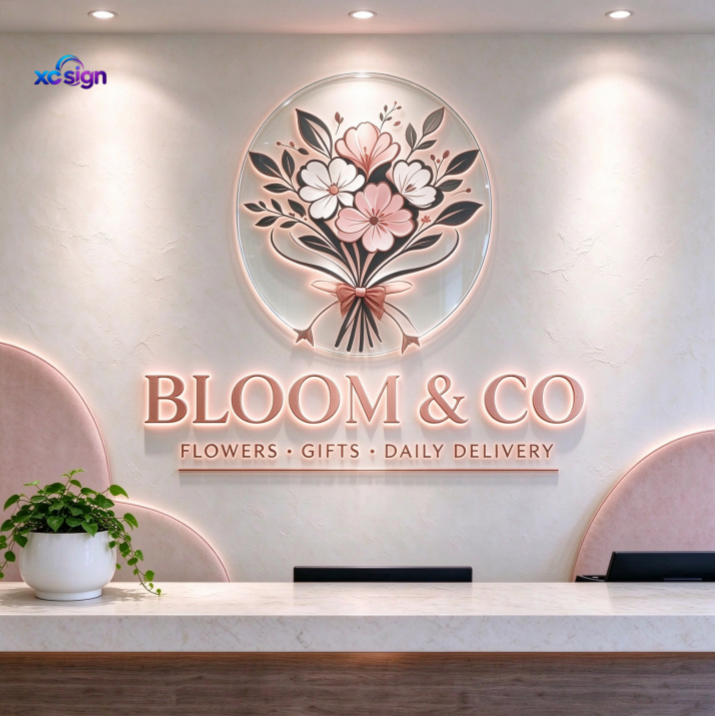 LED Acrylic Custom Logo Sign Front Lit Business Wall Decor Remote ...