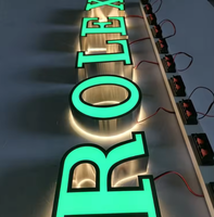 Lettres en métal rétroéclairées vertes, logo de magasin d'entreprise, signalétique personnalisée, résistante à l'eau, à la pluie et à la neige, enseignes lumineuses