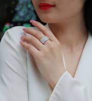 Bagues tendance en moissanite pour femme avec sertissage pavé, bagues de luxe en moissanite pour femme, grandes bagues en argent 925