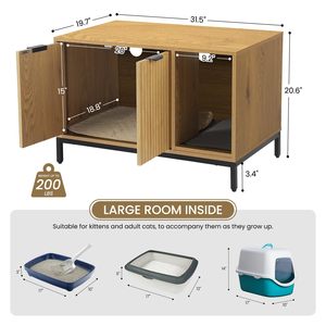 <strong>Cat</strong> <strong>Litter</strong> Box Enclosure <strong>Furniture</strong> <strong>Litter</strong> Box Enclosure with Mat Concealed <strong>Cat</strong> House <strong>Furniture</strong> with Hooks - Product Image 2