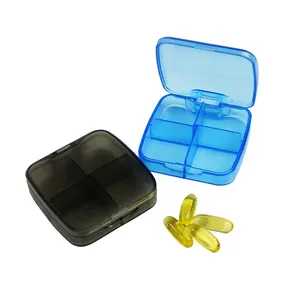 Venta al por mayor pequeño 4 veces al día portátil diario píldora organizador viaje pastillero caja Mini diario pastillero