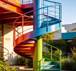 Escalera Espiral de Acero de Doble Viga para Exteriores a Precio de Fábrica, Escalera Curva Personalizada, Escalera Espiral de Hormigón - Product Image 1