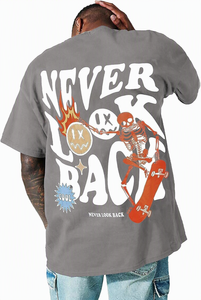 T-shirt pour homme à manches courtes, col rond, imprimé squelette de dessin animé sur skateboard, noir, grande taille, style streetwear décontracté - Product Image 4