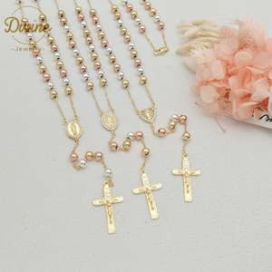 Collar de cuentas de oración de oro laminado de 14k de alta calidad, 6mm, con la imagen de San Judas y la Virgen María, joyería religiosa de gran venta. - Product Image 4