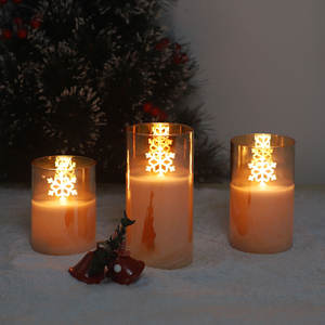 Bougies en verre à DEL sans flamme avec télécommande fonctionnant sur piles et en forme de goutte scintillante Décoration intérieure - Product Image 1