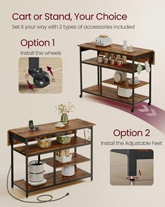 Chariot de cuisine SENYU avec plateau en bois et structure métallique, étagère de rangement roulante pour usage domestique - Product Image 4