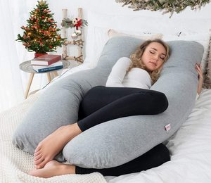 Oreiller de corps de grossesse avec housse amovible à glissière, oreiller complet en forme de U avec housse en velours - Product Image 5