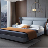 Conjunto de dormitorio de lujo, Cama doble de Madera Suave, King, muebles de dormitorio, boda, Hotel, Cama de cuero para el hogar