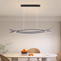 Luminaire suspendu LED moderne noir pour salon, salle à manger, éclairage décoratif pour la maison, lustre linéaire long en aluminium LED