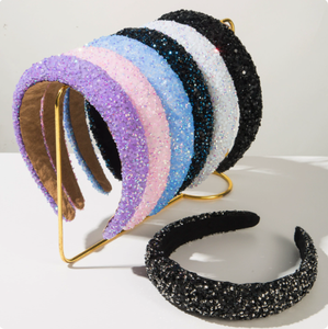 For Boutique Wholesale Supply Spring/Summer Candy Color Sequin Sponge Foam Headband 15CM Fashion <b>Hair</b> <b>Accessories</b> - Product Image 1