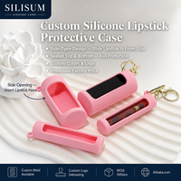 Porte-clés personnalisé en silicone pour rouge à lèvres, étui de protection portable pour baume à lèvres, housse souple en silicone pour tube de brillant à lèvres, support pour brillant à lèvres