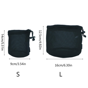 户外黑色拉绳聚酯网旅行用品袋炊具和野营锅储物袋 - Product Image 6