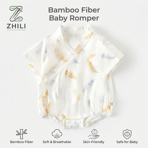 Mameluco estilo monje para bebé, <span class=keywords><strong>de</strong></span> fibra <span class=keywords><strong>de</strong></span> bambú, <span class=keywords><strong>de</strong></span> gasa, envolvente, ultrafino, primavera/verano, con tirantes decorativos triangulares - Product Image 1