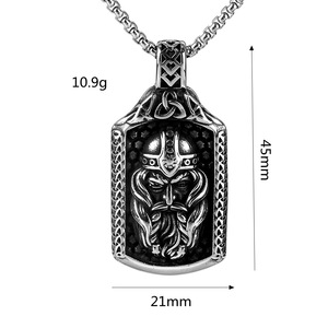 Collier pendentif Viking Odin en acier inoxydable pour hommes, design guerrier vintage, bijoux cadeau - Product Image 5