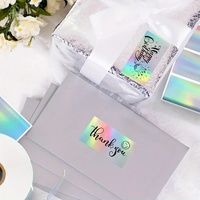 Grensoverschrijdende holografische laser plastic zilveren thermische labels gouden transparante roll-on label stickers waterdichte DIY print