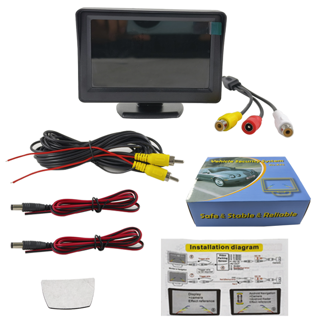 4.3-Inch LCD Car Monitor USB Connection Waterproof Desktop Display Small Butterfly HD Camera TFT Rearview Mirror Display 12V
