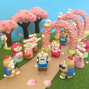 Japanese Style Zakka Cat Cherry Blossom Resin Ornament Handmade Desktop Car Decoration Home Gift - Product Image 1