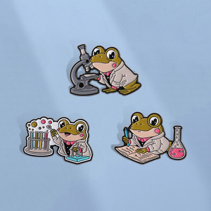 Nouveauté : Broche grenouille en forme de tube à essai de <span class=keywords><strong>microscope</strong></span> chimique, avec badge de médecine expérimentale de dessin animé et motif d'huile colorée, pour ma fille - Product Image 4
