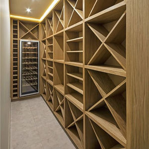 Bodega de vino de madera maciza de lujo grande personalizada, estante de vino hecho a mano de estilo clásico moderno para muebles del hogar, Panel de estilo de madera - Product Image 5